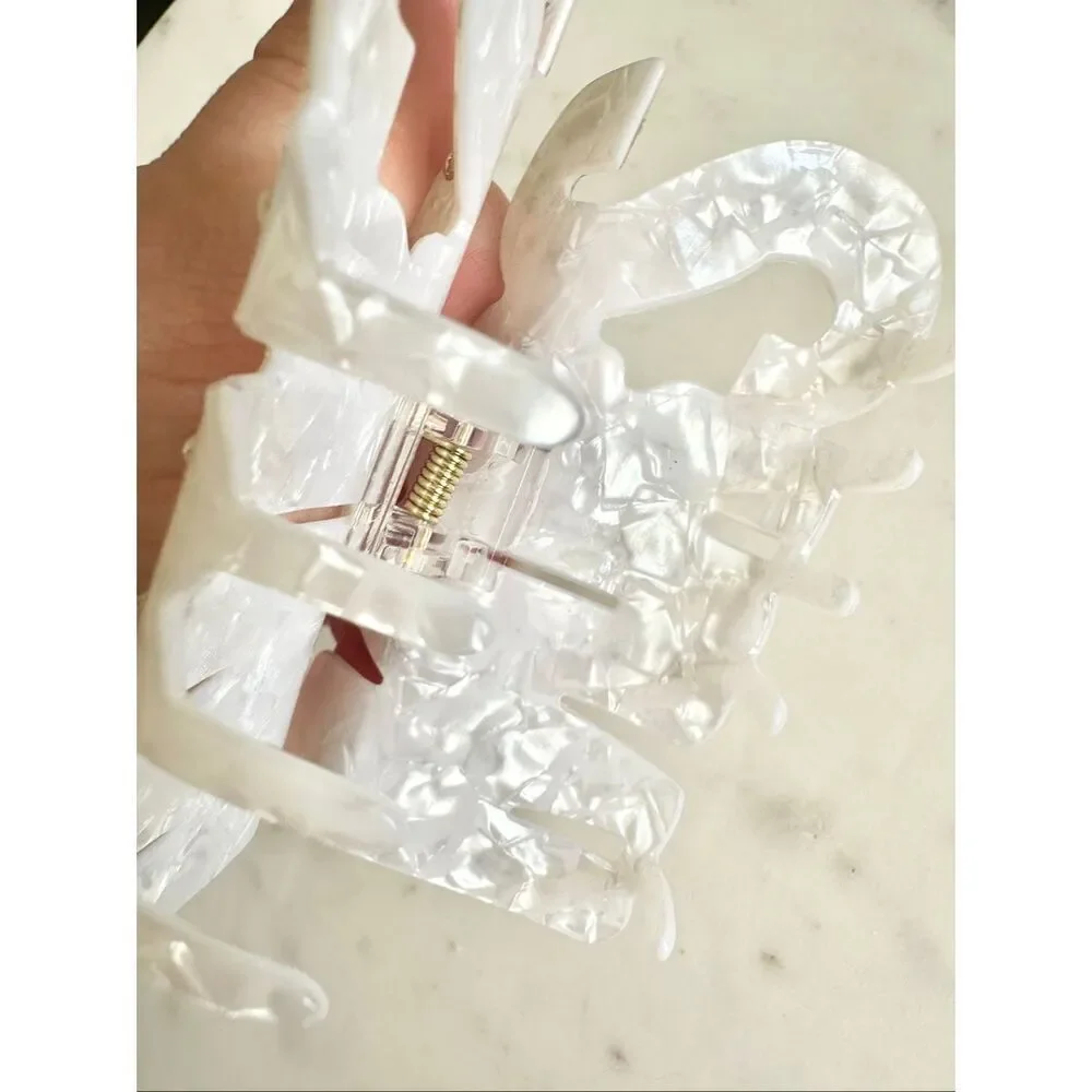 ‘MRS’ bridal white and rhinestone hair claw